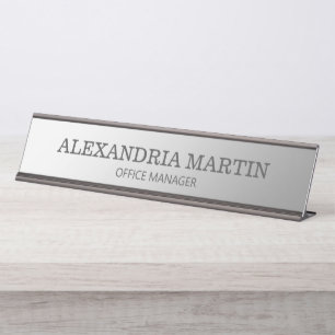 Porte-nom Pour Bureau Titre de poste minimal argent métallisé moderne