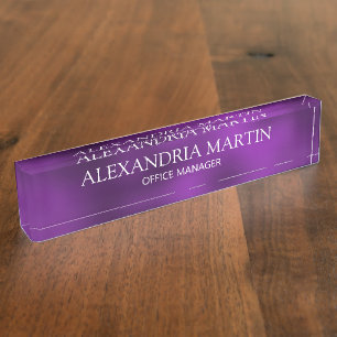 Porte-nom Pour Bureau Titre de poste moderne violet Nom Poste