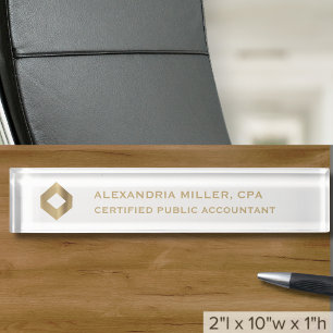 Porte-nom Pour Bureau Titre du logo personnalisé Professionnel