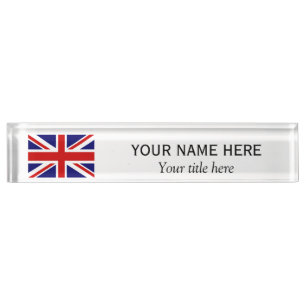Porte-nom Pour Bureau Titre du nom personnalisé drapeau Union Jack brit