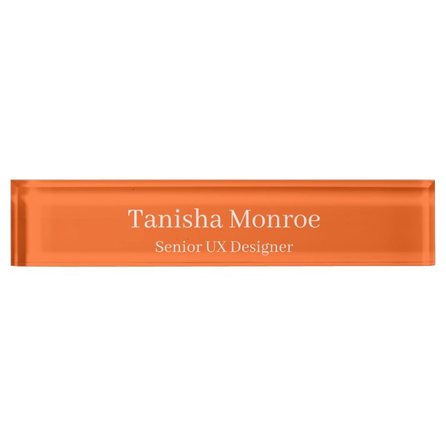 Porte-nom Pour Bureau Titre et nom Orange Vibrant (Devant)