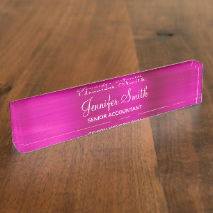 Porte-nom Pour Bureau Titre et nom personnalisés avec effet de feuille m