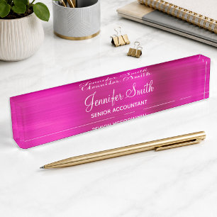 Porte-nom Pour Bureau Titre et nom personnalisés avec effet de feuille m
