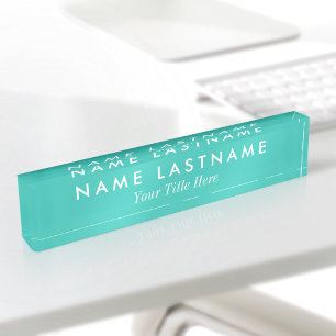 Porte-nom Pour Bureau Titre personnalisé simple turquoise sarcelle minty