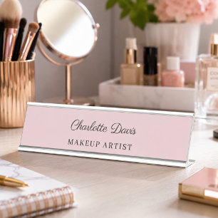Porte-nom Pour Bureau Titre professionnel féminin de couleur rose blush