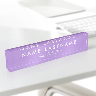 Porte-nom Pour Bureau Titre simple moderne violet clair lavande personna