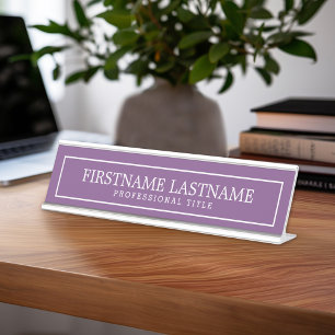 Porte-nom Pour Bureau Titre traditionnel pourpre et blanc de nom de