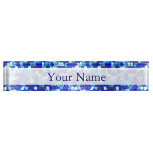 Porte-nom Pour Bureau Tons de verre de couleur bleue par Shirley Taylor