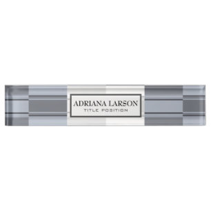 Porte-nom Pour Bureau Tons Gris Rectangles Motif