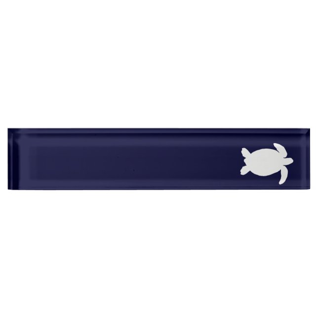 Porte-nom Pour Bureau Tortue bleue et blanche (Devant)
