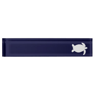 Porte-nom Pour Bureau Tortue de mer bleue et blanche