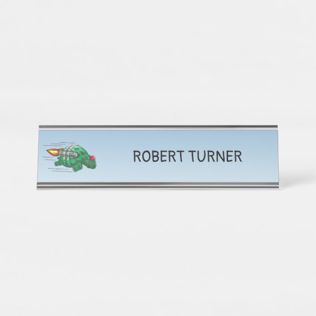 Porte-nom Pour Bureau Tortue Fusée (Devant)
