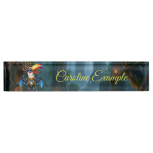 Porte-nom Pour Bureau Toucan Steampunk au Clair de Lune.