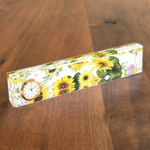 Porte-nom Pour Bureau Tournesol d'aquarelle 7