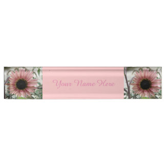 Porte-nom Pour Bureau Tournesol rose pâle