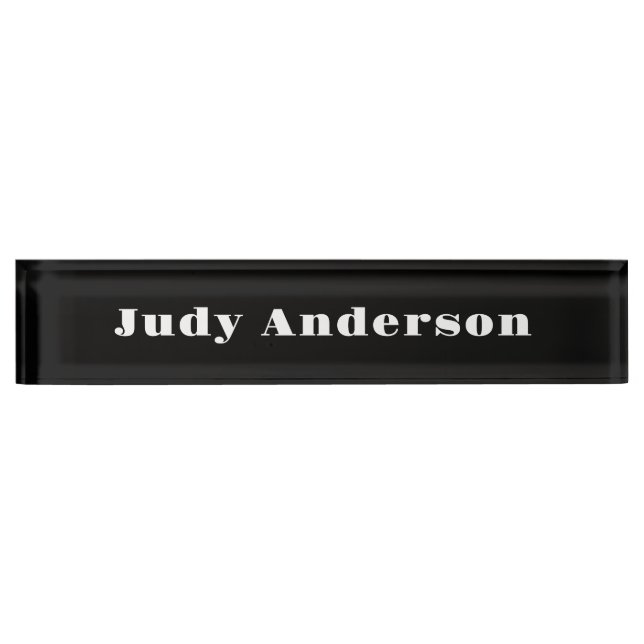 Porte-nom Pour Bureau Trend Black Bold Professional Plain Modern Elegant (Devant)