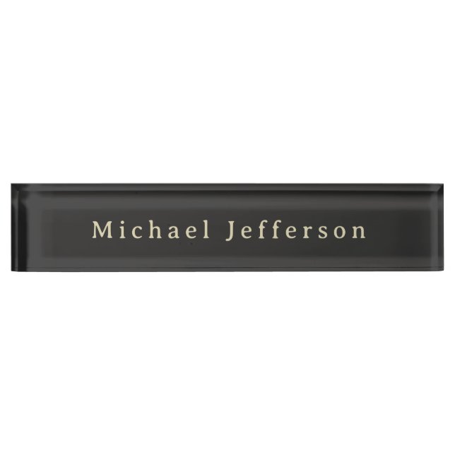 Porte-nom Pour Bureau Trendy Matte Black Minimalist Own Name  (Devant)