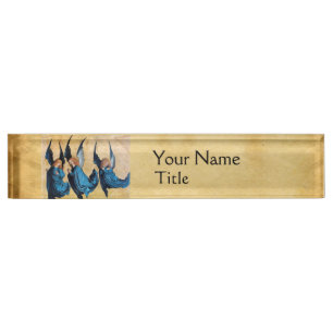 PORTE-NOM POUR BUREAU TROIS ANGELS DE NOËL EN BLEU