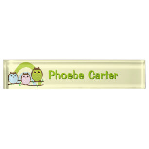 Porte-nom Pour Bureau Trois petits hiboux