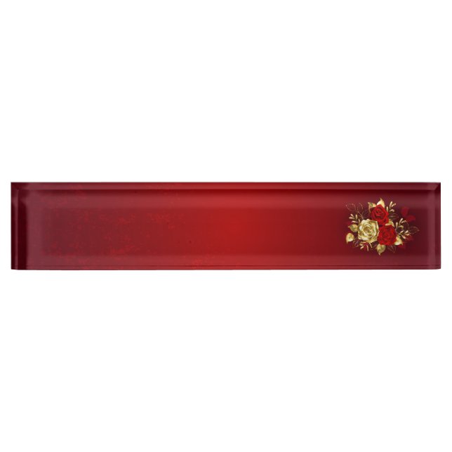 Porte-nom Pour Bureau Trois Roses de bijoux (Devant)