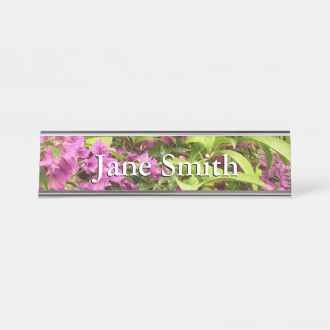 Porte-nom Pour Bureau Tropical Purple Bougainvillea Floral (Devant)