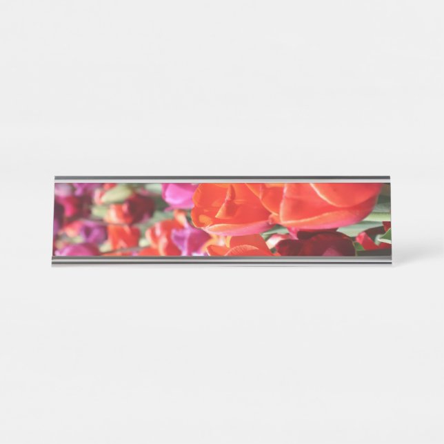 Porte-nom Pour Bureau Tulipes chaudes tombées (Devant)