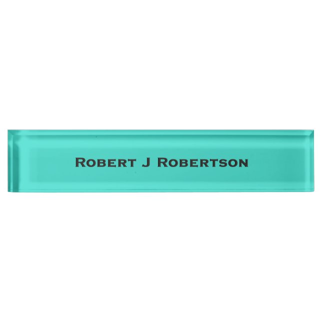 Porte-nom Pour Bureau Turquoise Bleu Uni (Devant)