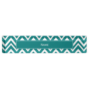 Porte-nom Pour Bureau Turquoise et blanc Motif Chevron