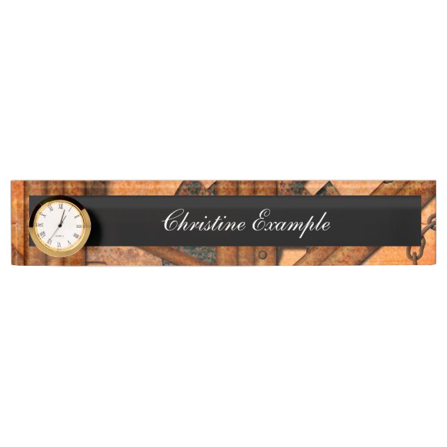 Porte-nom Pour Bureau Tuyaux rouillés en métal (Devant)