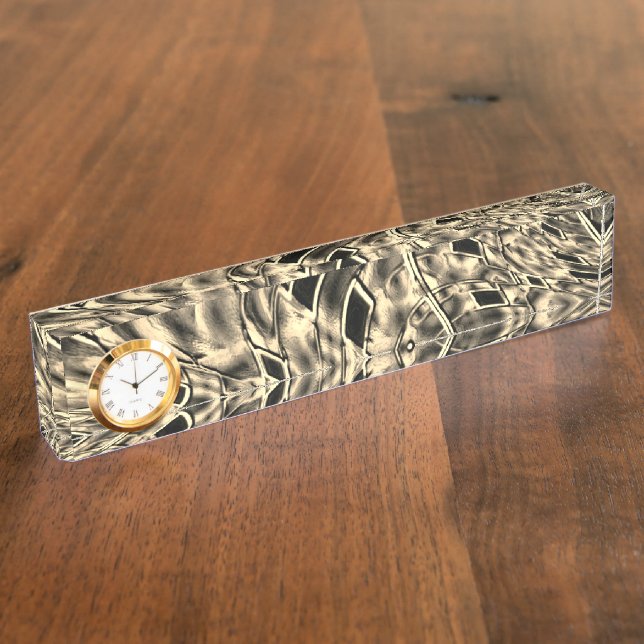 Porte-nom Pour Bureau Twisted avec ton beige foncé, miroir (Taille)