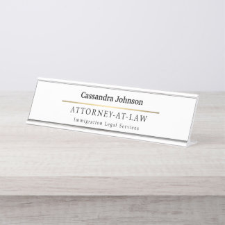 Porte-nom Pour Bureau Type classique Faux Gold Line Droit Juriste Avocat