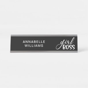 Porte-nom Pour Bureau Typographie Chic Noire Et Blanche À La Tendance D