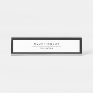 Porte-nom Pour Bureau Typographie moderne propre minimaliste simple B&W