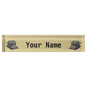 Porte-nom Pour Bureau Typographie vintage d'antan noir