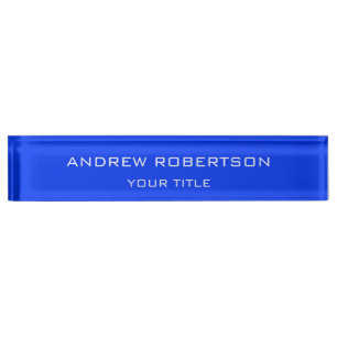 Porte-nom Pour Bureau Ultramarine Bleu Plaine Élégant Minimaliste Simple