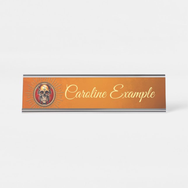 Porte-nom Pour Bureau Un crâne (Devant)