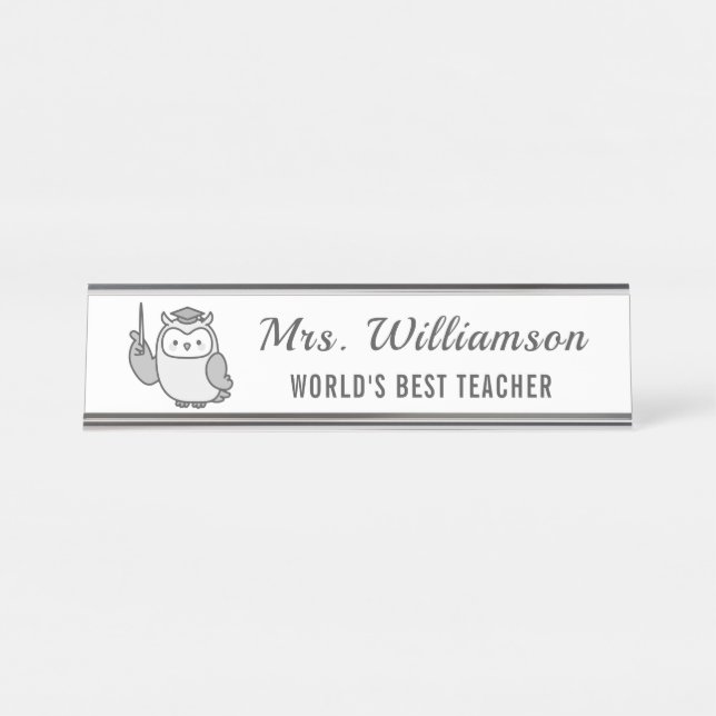 Porte-nom Pour Bureau Une chouette note de remerciement de l'enseignant  (Devant)