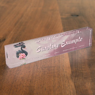 Porte-nom Pour Bureau Une touche de rose et de lueur de cygne.