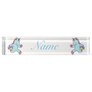 Porte-nom Pour Bureau Unicorne Bleue qui tourne Thunder_Cove
