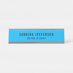 Porte-nom Pour Bureau Unique Elegant Plain Simple Minimaliste Bleu clair