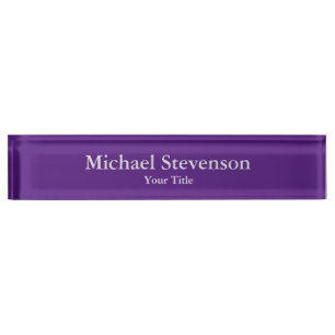 Porte-nom Pour Bureau Unique Élégant Royal Purple Minimaliste Moderne