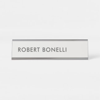 Porte-nom Pour Bureau Unique moderne Platine gris minimaliste