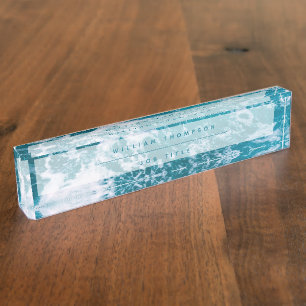 Porte-nom Pour Bureau Vagues de l'océan bleu