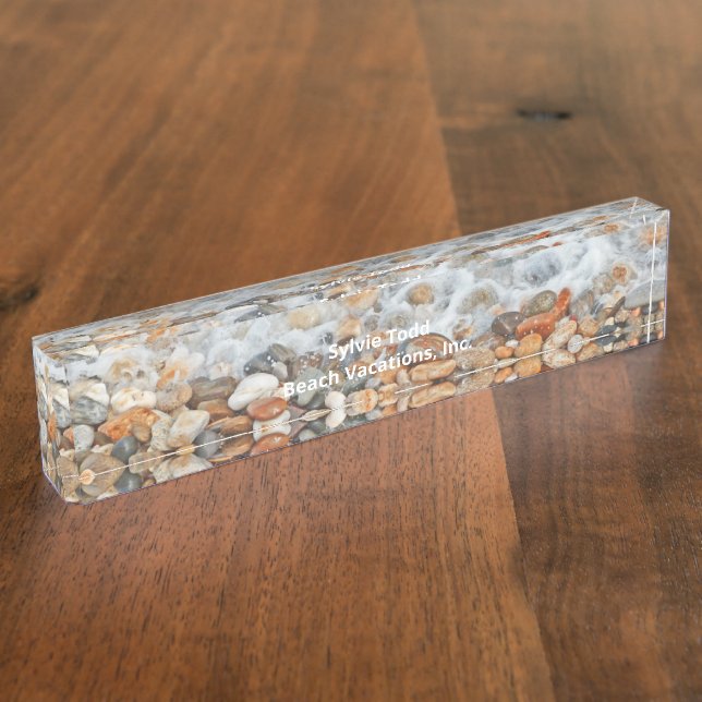 PORTE-NOM POUR BUREAU VAGUES LAVANT AU-DESSUS DU BUREAU DE PLAGE (Taille)