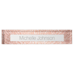 Porte-nom Pour Bureau Ventilateur marin Coral Motif Faux Rose Gold