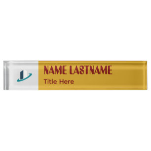 Porte-nom Pour Bureau Verge d'Or Élégante & Marron nom personnalisé Plaq