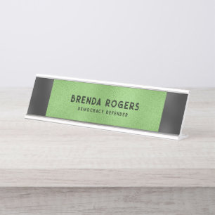 Porte-nom Pour Bureau Vert arrière - plan irisé accent noir