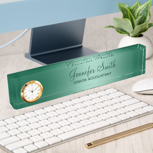Porte-nom Pour Bureau Vert chasseresse Dégradé de sarcelle clair avec ti
