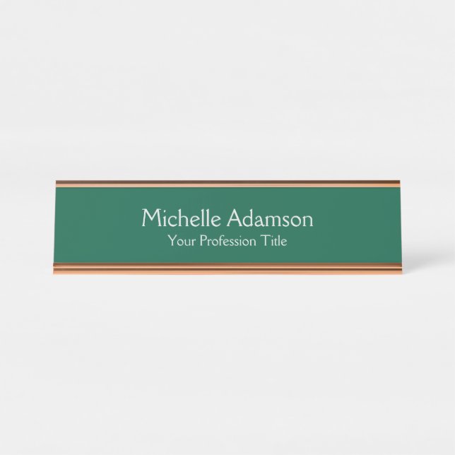 Porte-nom Pour Bureau Vert Couleur Professionnel Plat Moderne (Devant)