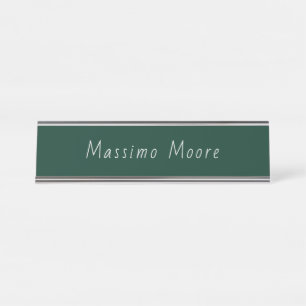 Porte-nom Pour Bureau Vert foncé Élégant Casual Propre Nom Écriture manu